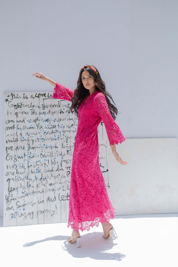 pakistani long dress pink