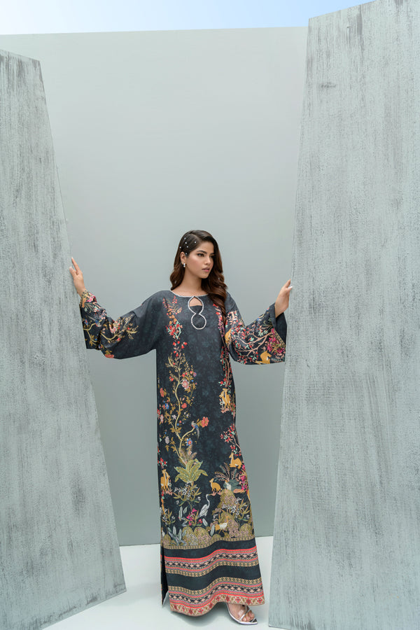 Blossom Printed  Long Kaftaan/Dress